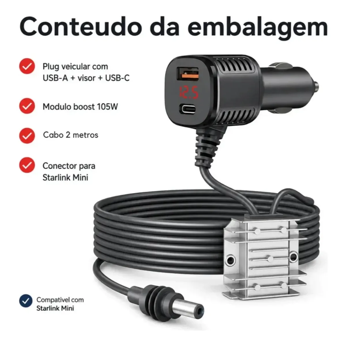 Cabo com Inversor para Starlink Mini, 2 metros, imagem 4